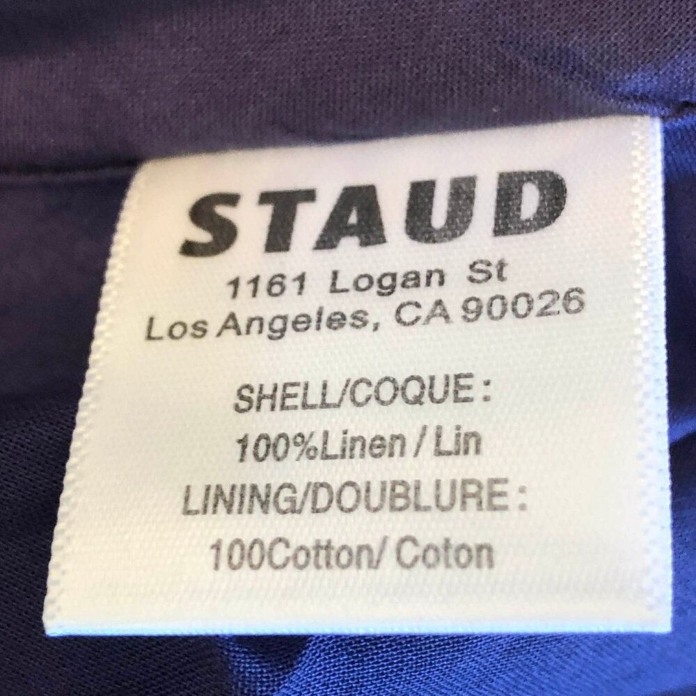 New STAUD Megan Linen Halter Mini Dress Tunic Navy Whirlpool 14 MSRP $300 - Picture 13 of 13
